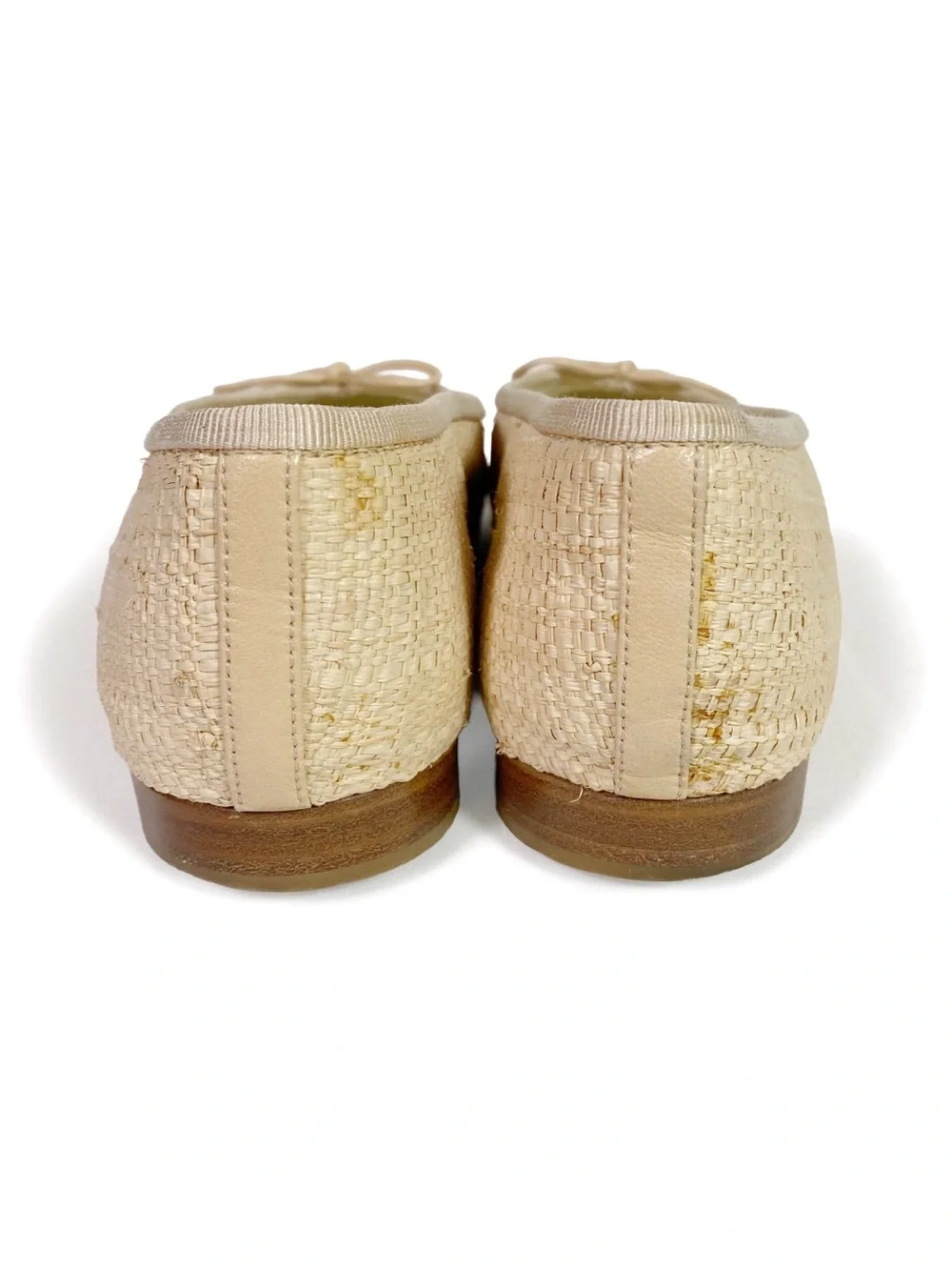Chanel CC Cap Toe Ballet Flats Bow Raffia Gold - Picture 5 of 9